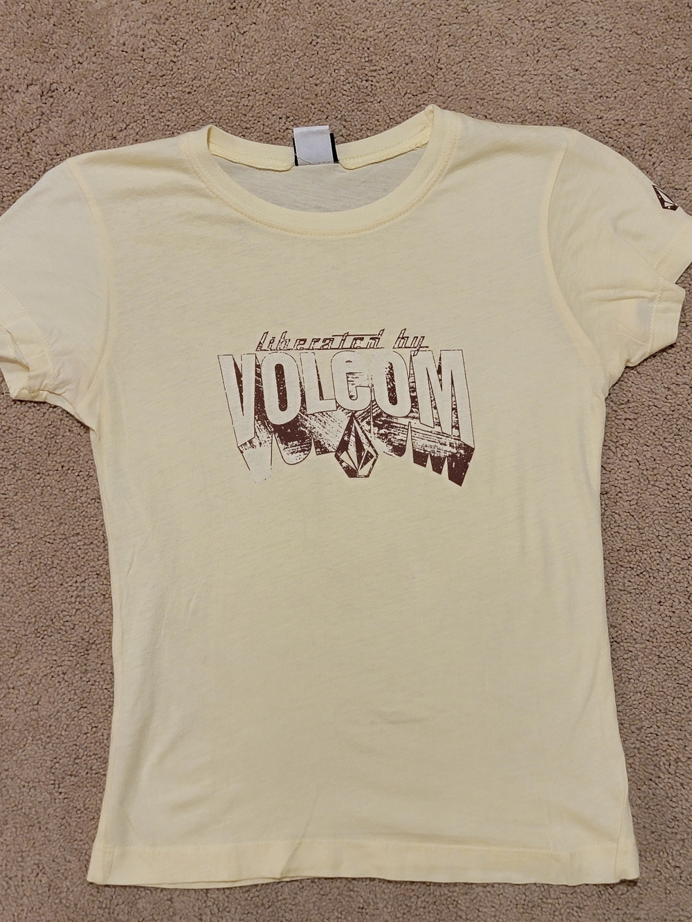 Vintage Y2K Volcom Women’s Yellow Logo Tee - Medium